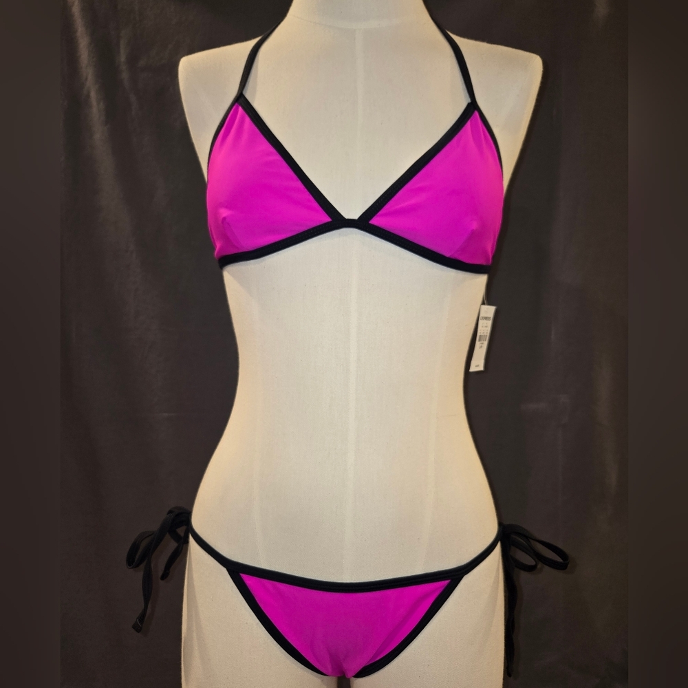 Express Hot Pink Bikini with Black Trim (S)